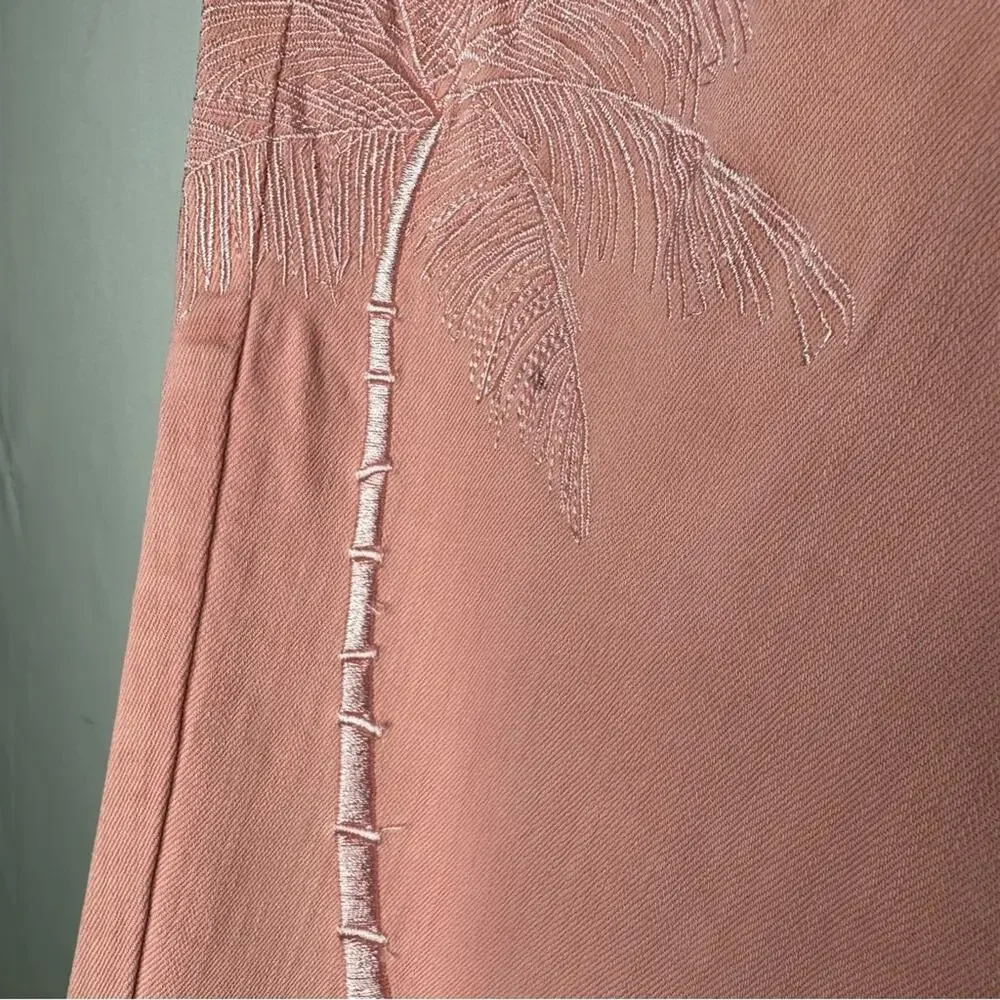 SANDRINE ROSE High Waisted Skinny Jeans Embroidered Palm Tree in Petal NWT - 28 - Picture 6 of 9